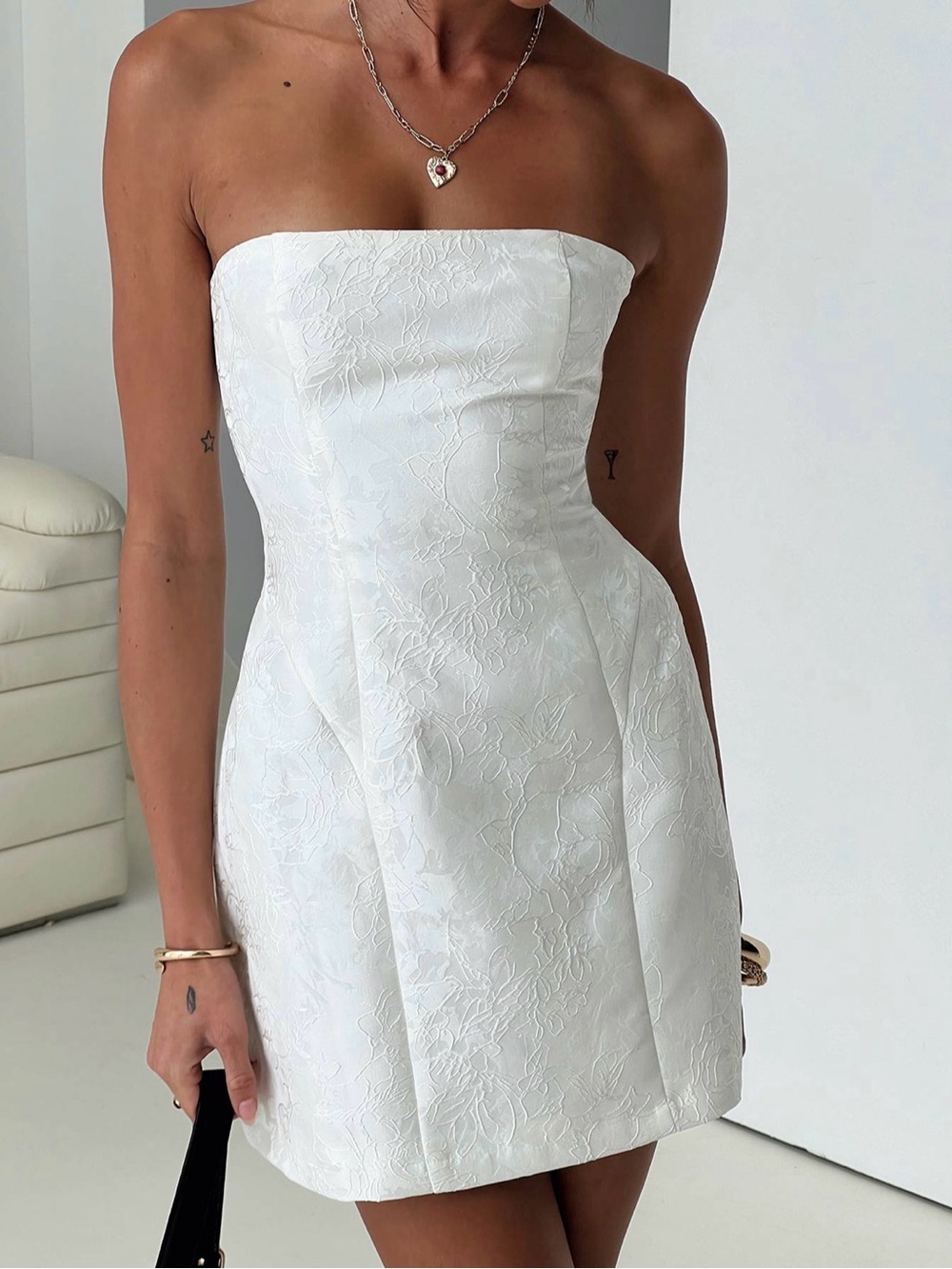 Strapless White Mini Dress